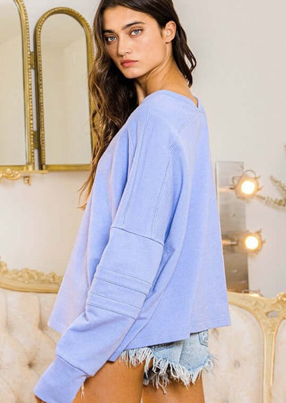 Mint Green V-Neck Cotton Sweatshirt CLEARANCE FINAL SALE