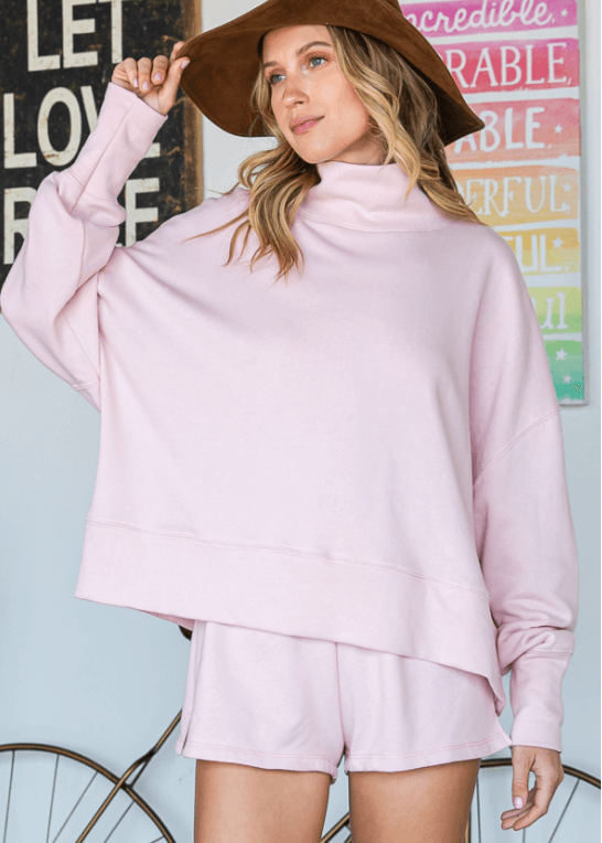 Pale Pink Side Slit Shorts- CLEARANCE FINAL SALE