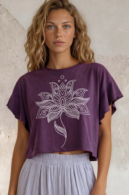 Gia's Geo Flower Pale Periwinkle Flower Cropped Top