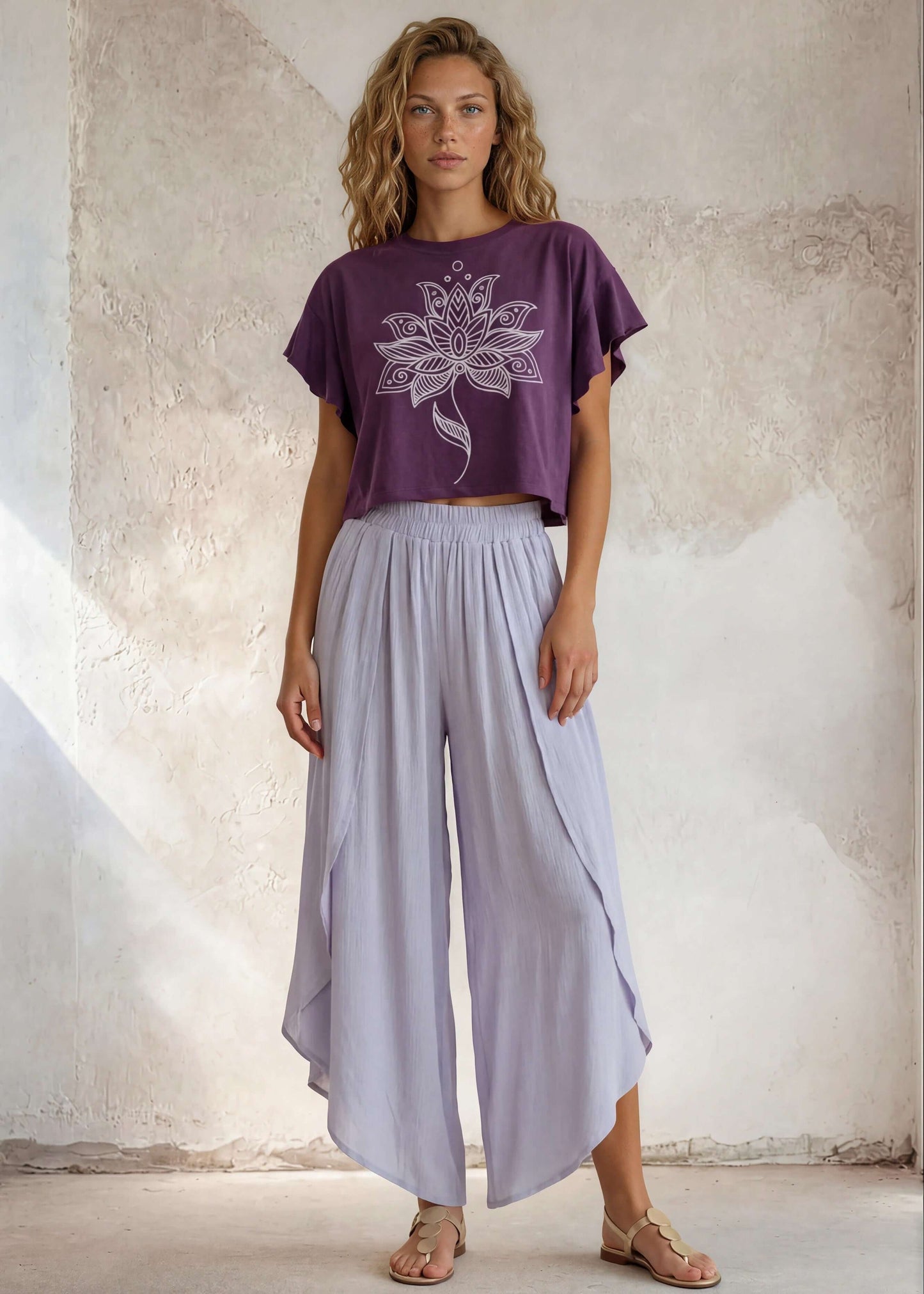Gia's Geo Flower Pale Periwinkle Flower Cropped Top