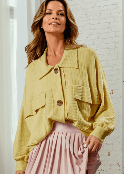 Leah Soft Ribbed Knit Lightweight Shacket - CLEARANCE FINAL SALE