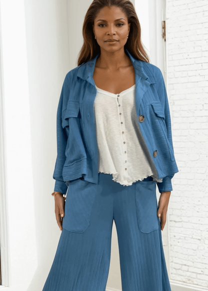 Leah Soft Ribbed Knit Lightweight Shacket - CLEARANCE FINAL SALE