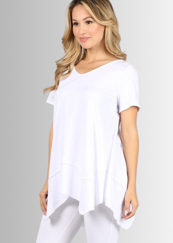 Shark Bite Hem Casual Cotton Tee