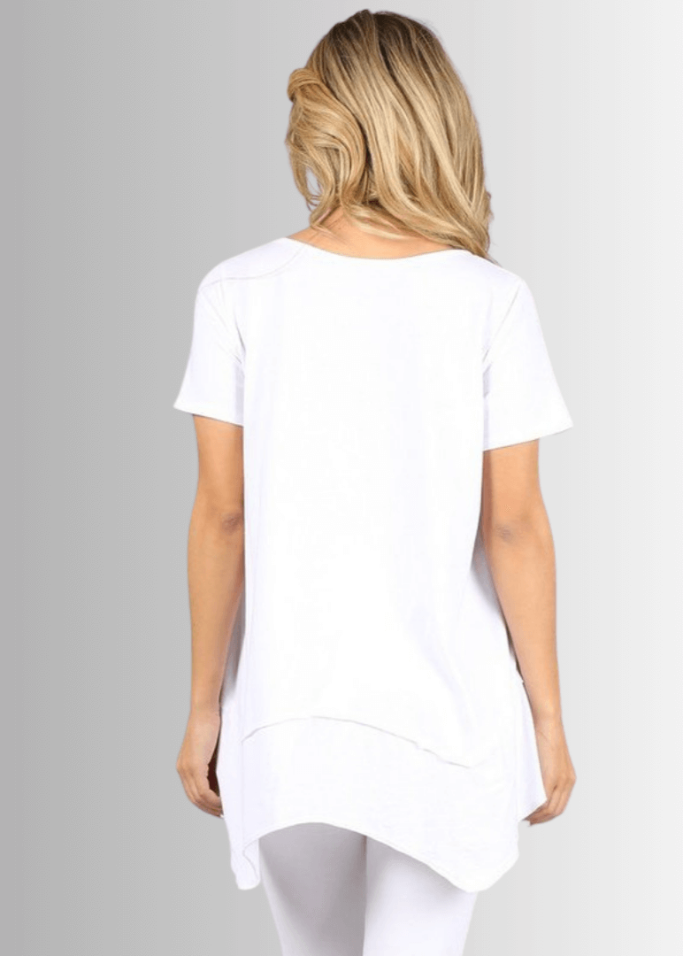 Shark Bite Hem Casual Cotton Tee