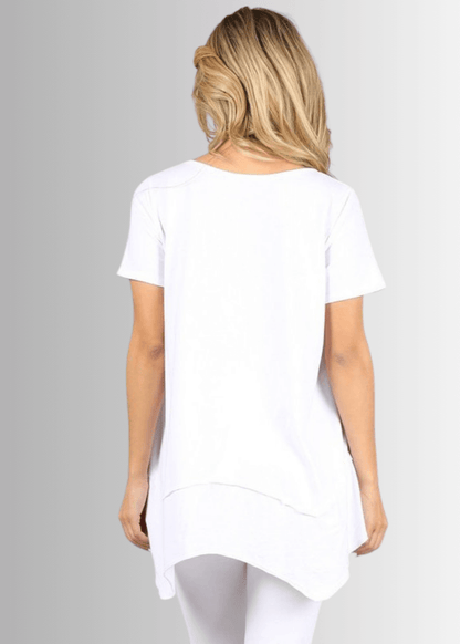 Shark Bite Hem Casual Cotton Tee