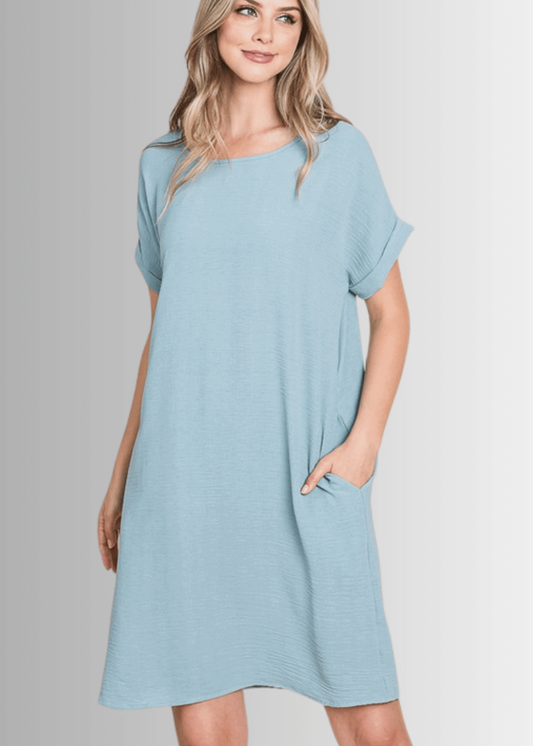 Adley Textured Shirt Dress- CLEARANCE FINAL SALE