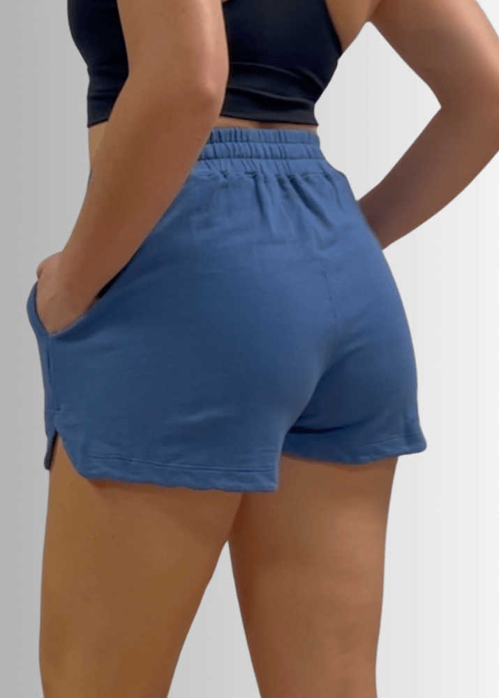 Annie All Cotton French Terry Shorts Denim Blue