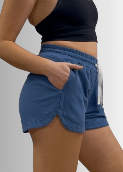 Annie All Cotton French Terry Shorts Denim Blue