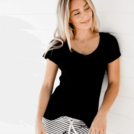 Sleepaholik V-Neck Cotton Tee - Clearance Final Sale