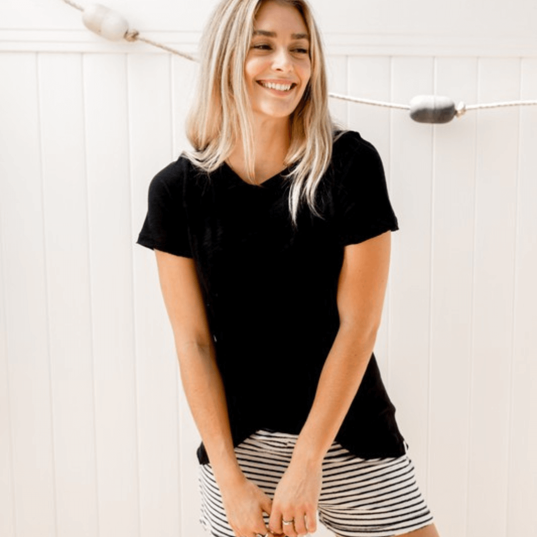 Sleepaholik V-Neck Cotton Tee - Clearance Final Sale