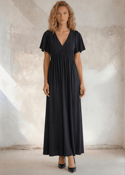 Beth's Basic Deep V-Neck Maxi Dress