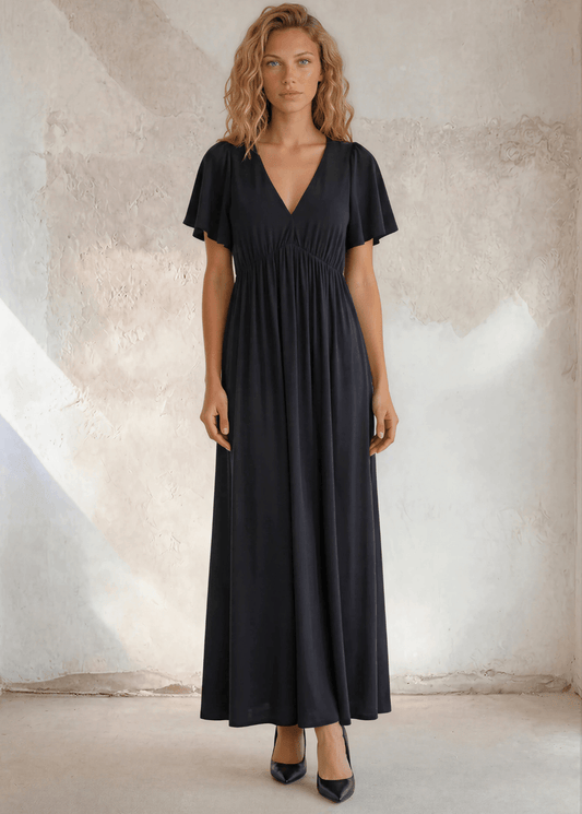 Beth's Basic Deep V-Neck Maxi Dress