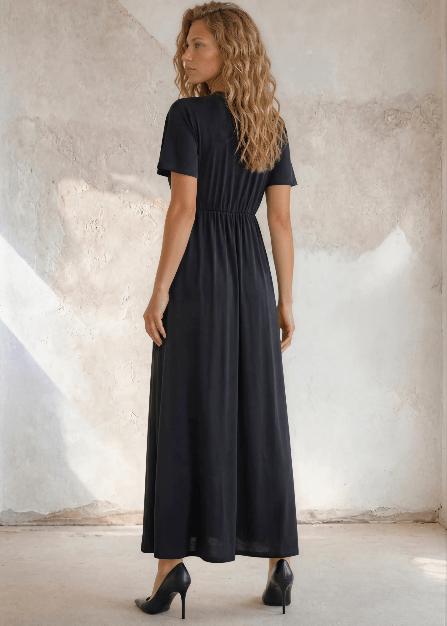 Beth's Basic Deep V-Neck Maxi Dress