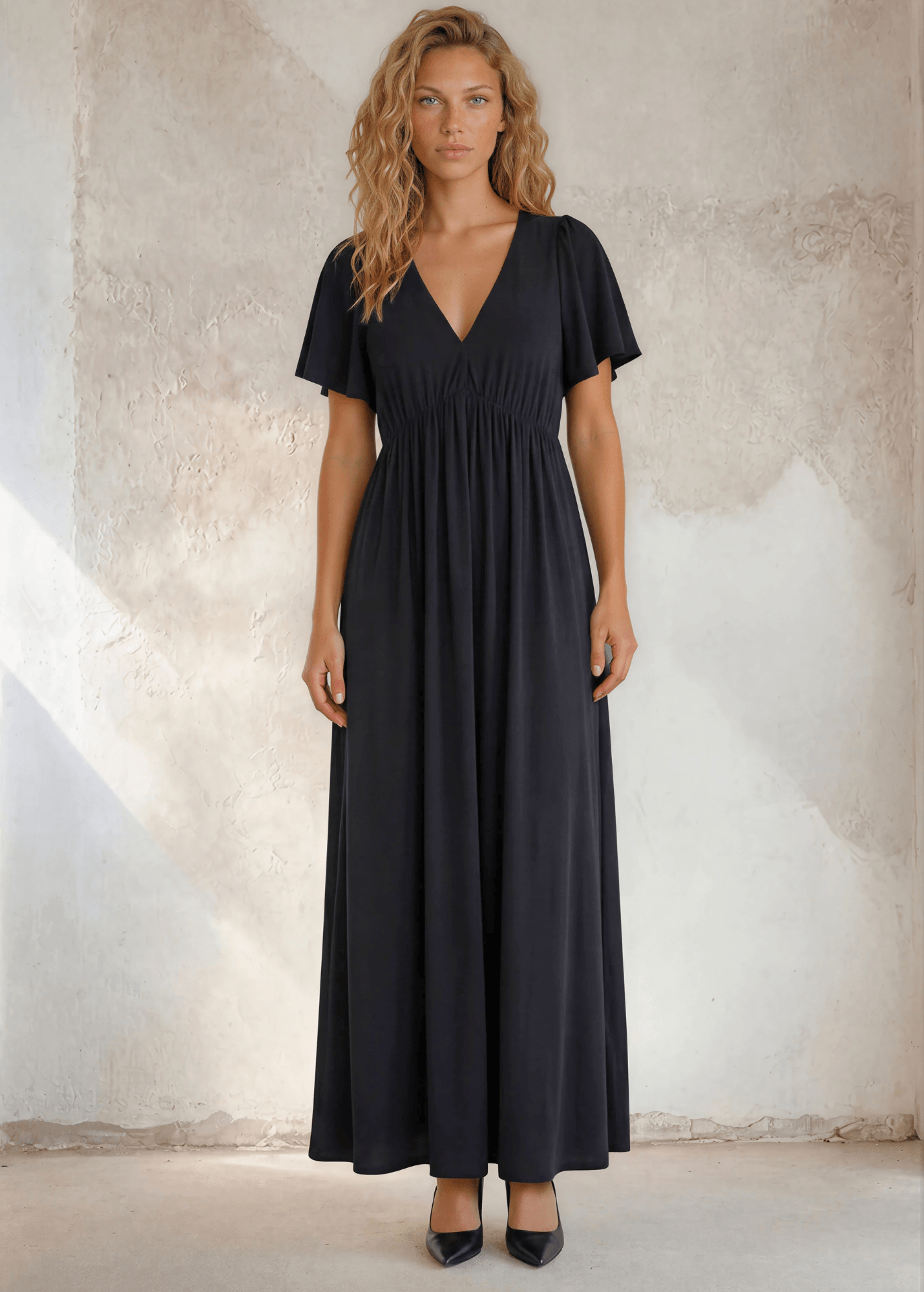 Beth's Basic Deep V-Neck Maxi Dress
