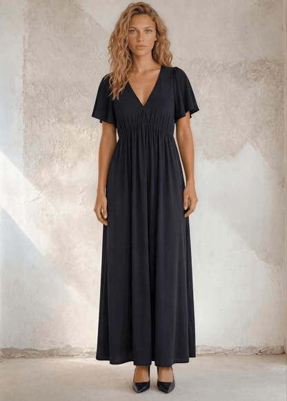 Beth's Basic Deep V-Neck Maxi Dress