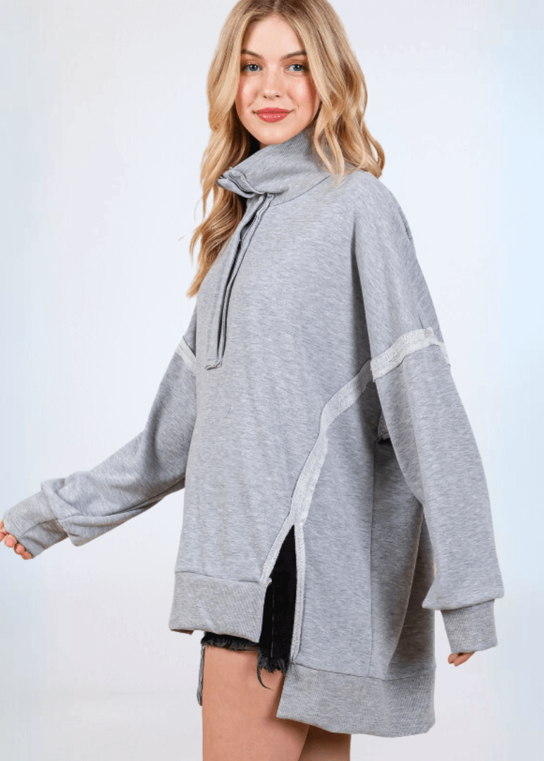 Slouch Sweatshirt with Snap Collar Made in USA