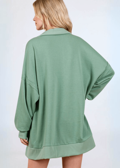 Slouch Sweatshirt with Snap Collar Made in USA