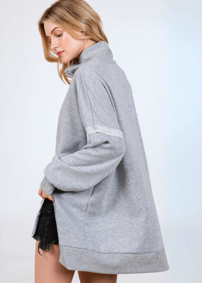 Slouch Sweatshirt with Snap Collar Made in USA