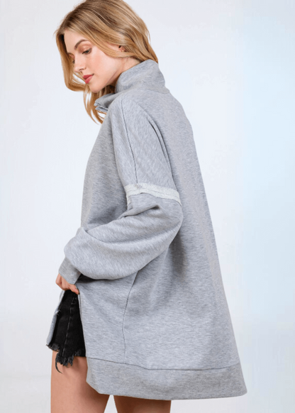 Slouch Sweatshirt with Snap Collar Made in USA