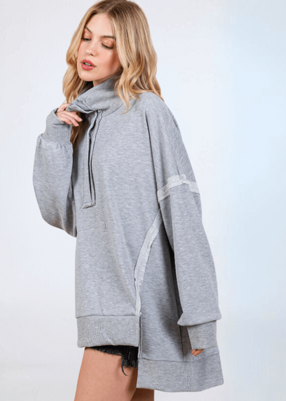 Slouch Sweatshirt with Snap Collar Made in USA