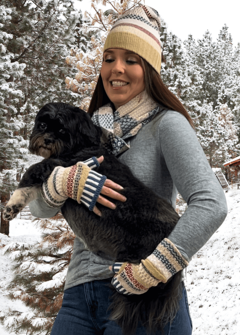 BATEAU MOUCHE Knitted Fingerless Gloves By Solmate Made in USA