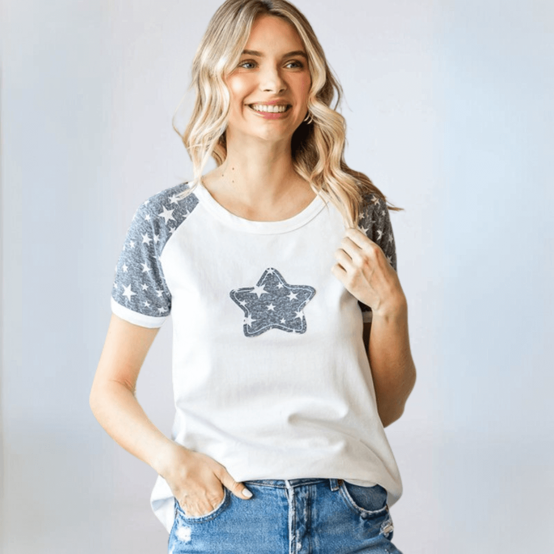 Star Patch Raglan Tee CLEARANCE FINAL SALE