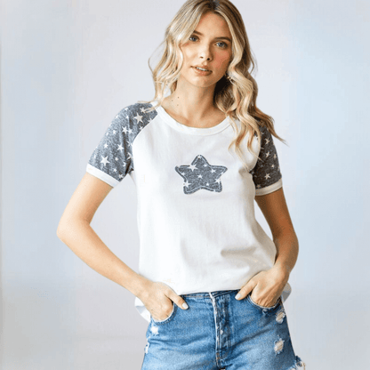 Star Patch Raglan Tee CLEARANCE FINAL SALE