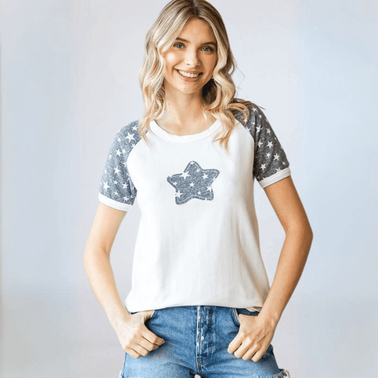 Star Patch Raglan Tee CLEARANCE FINAL SALE