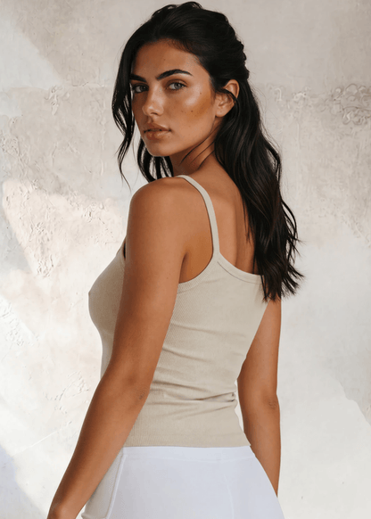 Strappy Crop Tank Top Bra30 (Egg Nog)