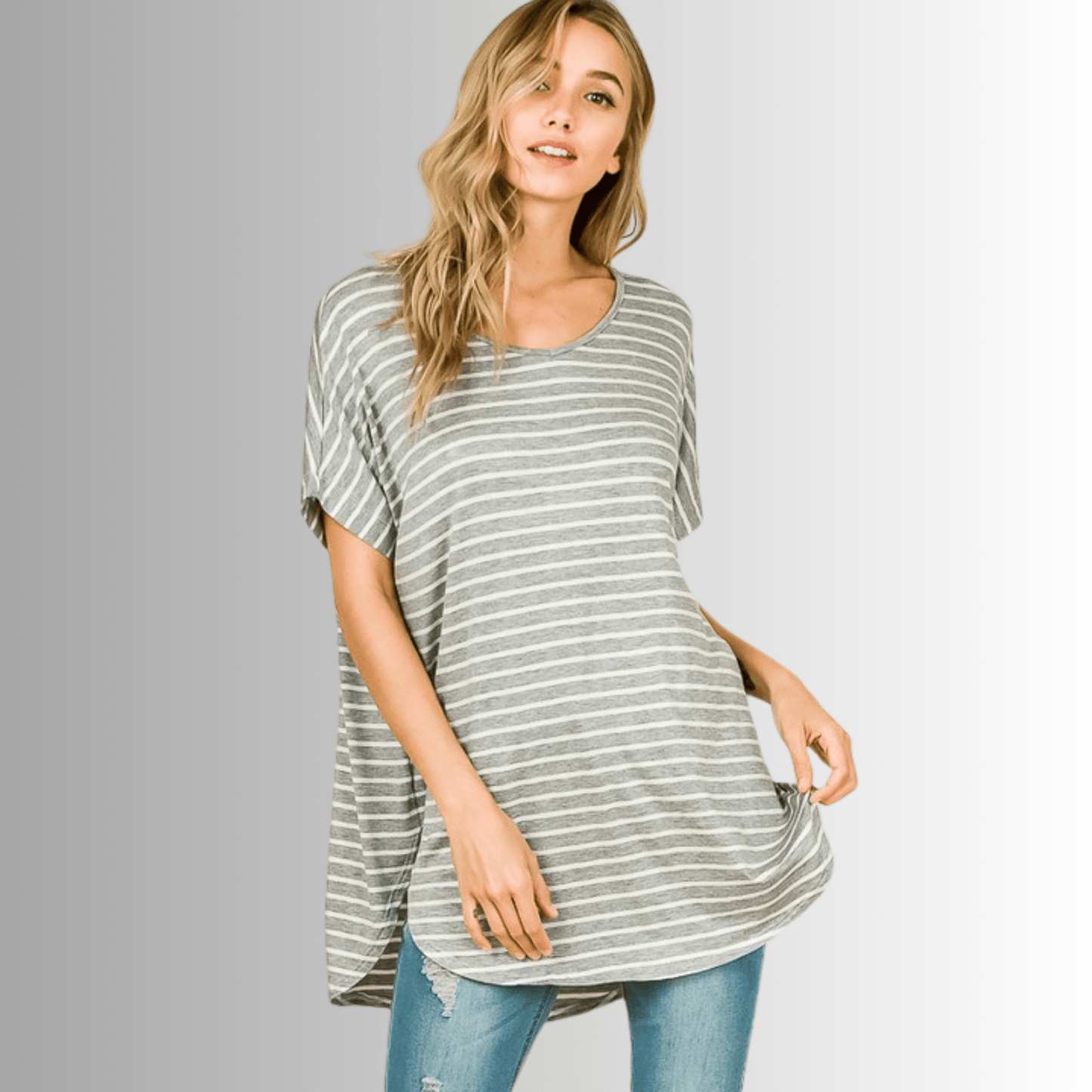 Kinsley Striped Casual Tunic Tee CLEARANCE FINAL SALE