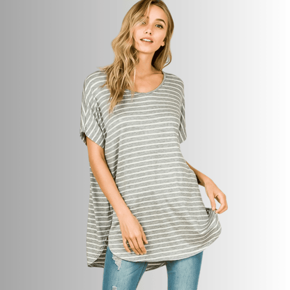 Kinsley Striped Casual Tunic Tee CLEARANCE FINAL SALE
