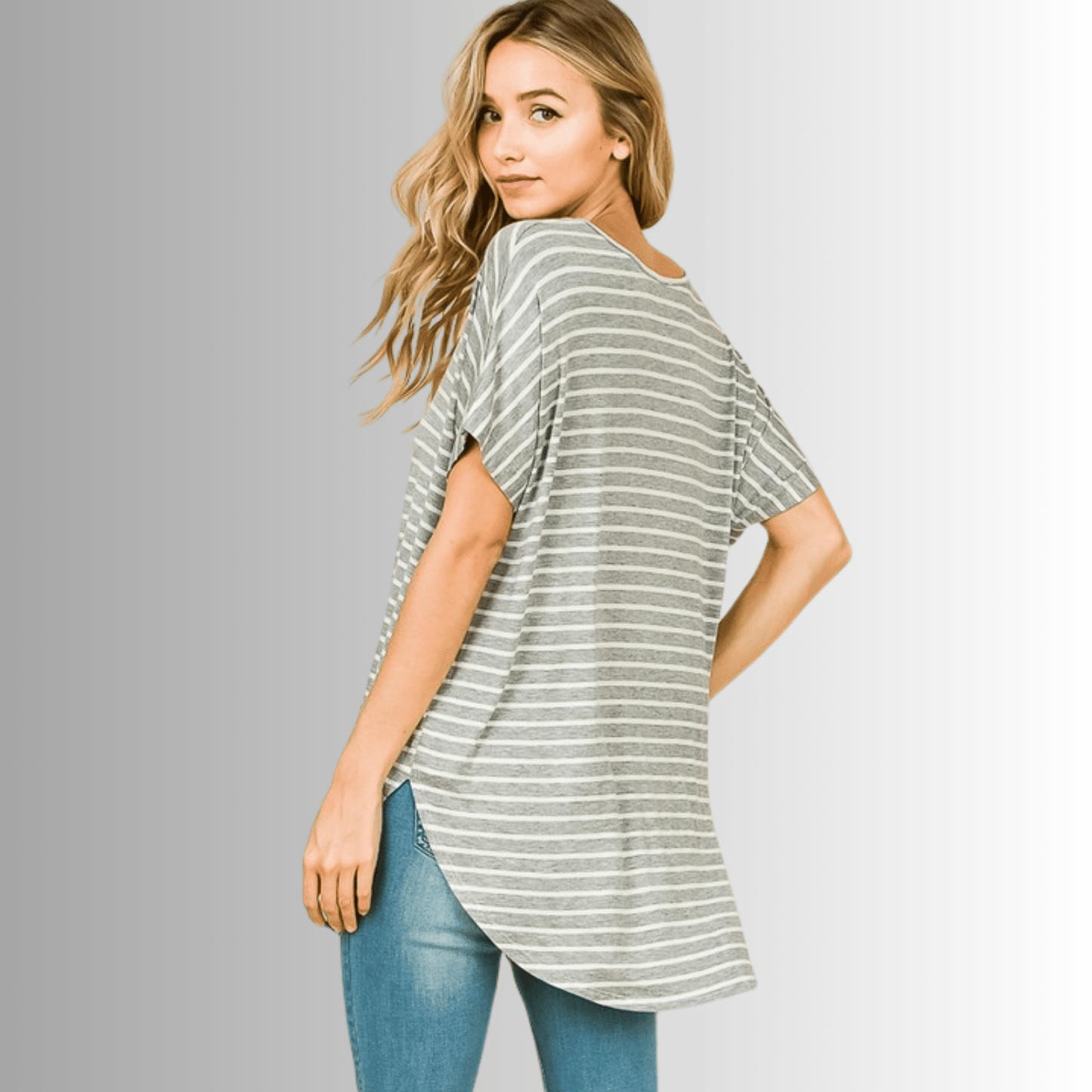 Kinsley Striped Casual Tunic Tee CLEARANCE FINAL SALE