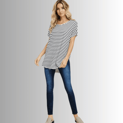 Kinsley Striped Casual Tunic Tee CLEARANCE FINAL SALE