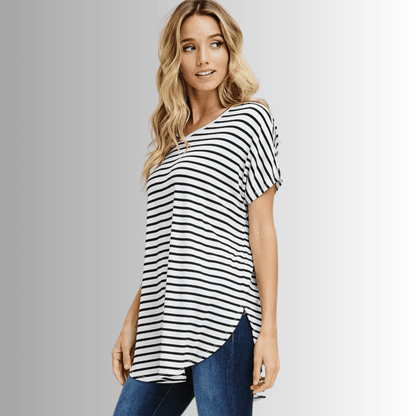 Kinsley Striped Casual Tunic Tee CLEARANCE FINAL SALE