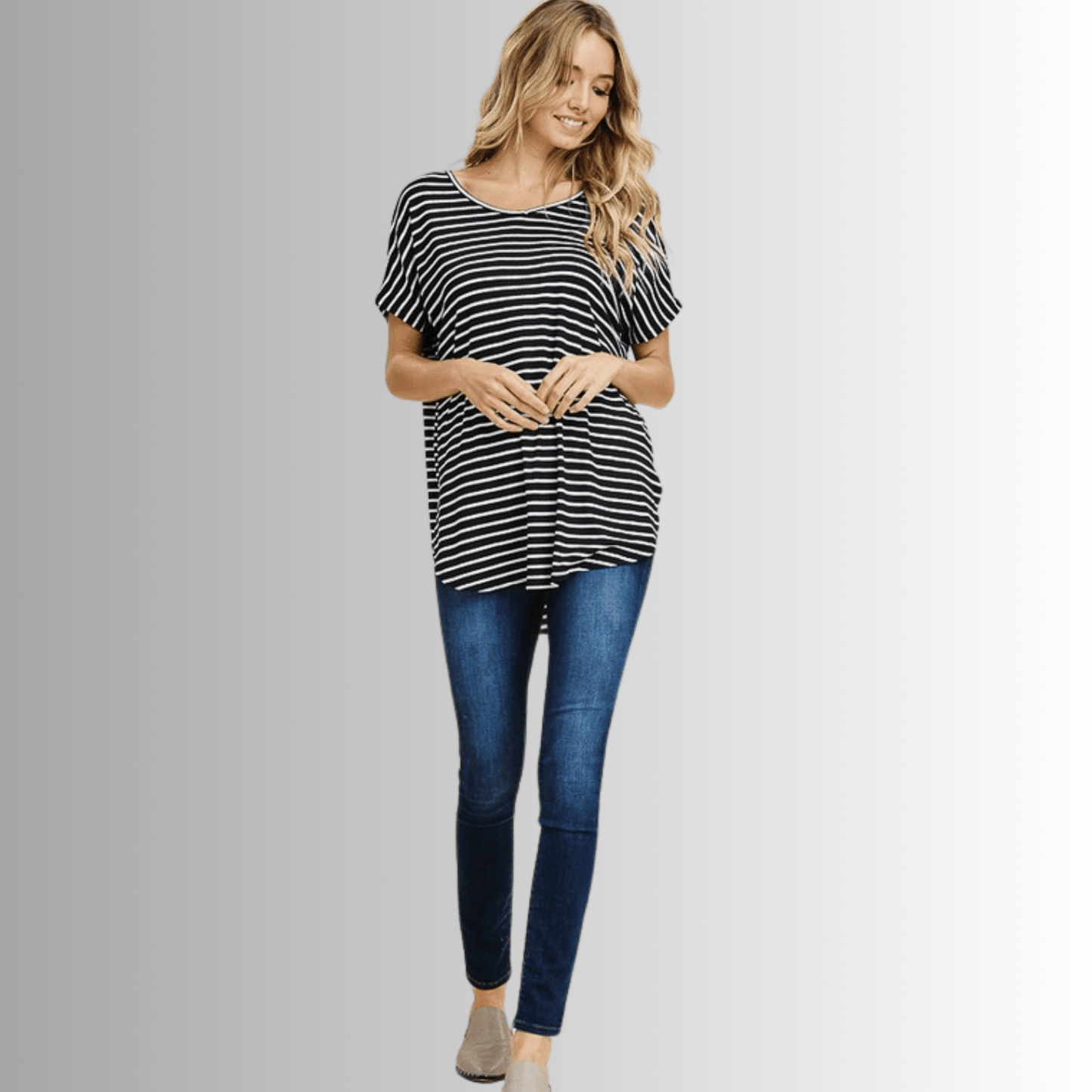 Kinsley Striped Casual Tunic Tee CLEARANCE FINAL SALE