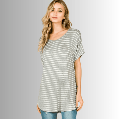 Kinsley Striped Casual Tunic Tee CLEARANCE FINAL SALE