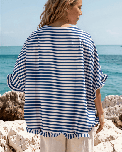 Lily Oversized Striped Top - Blue
