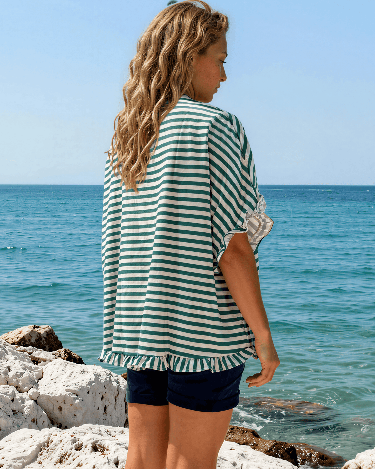 Lily Oversized Striped Top - Green