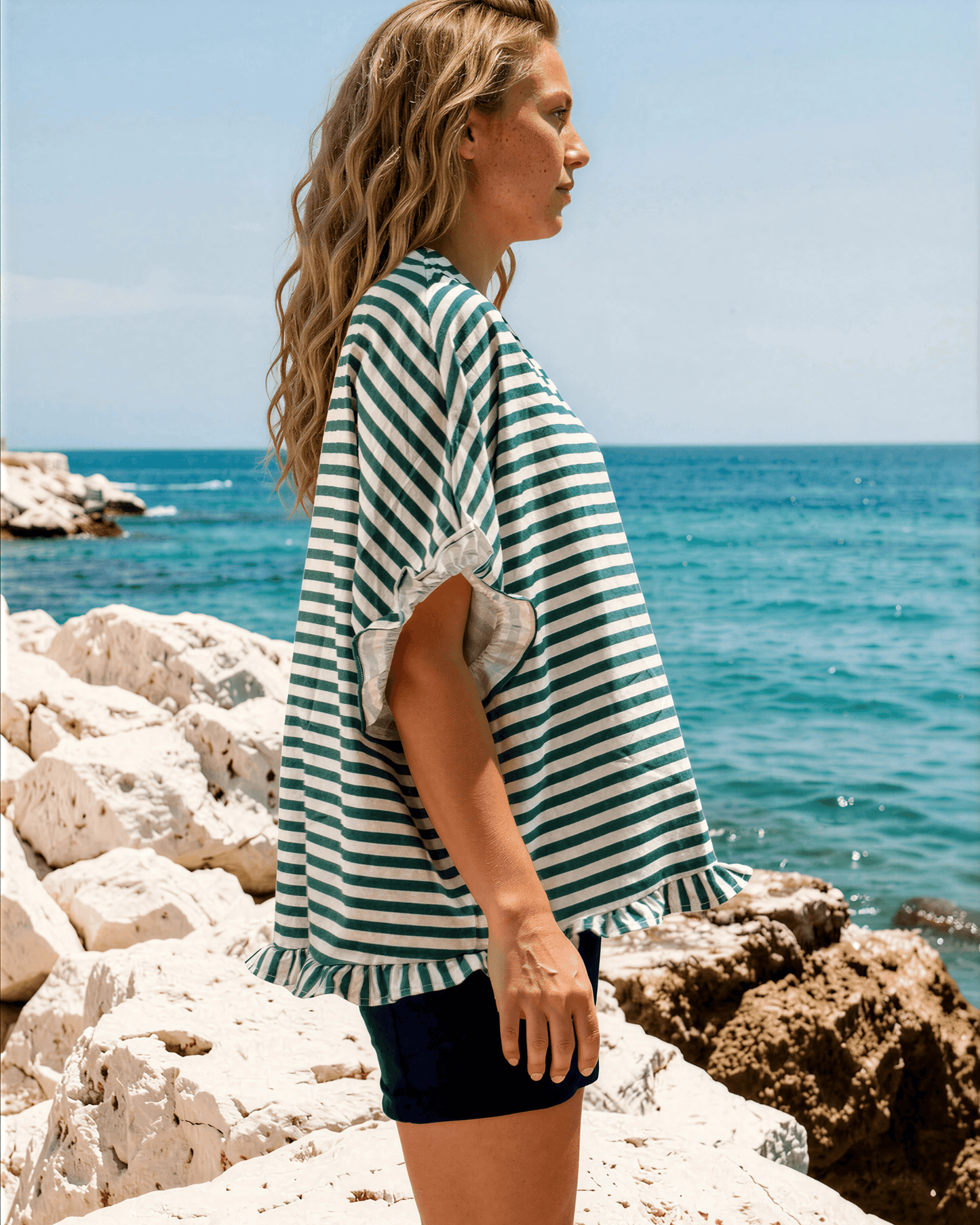 Lily Oversized Striped Top - Green