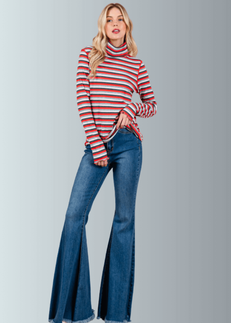 Lettuce Marrow Stitch Stripe Turtleneck CLEARANCE FINAL SALE