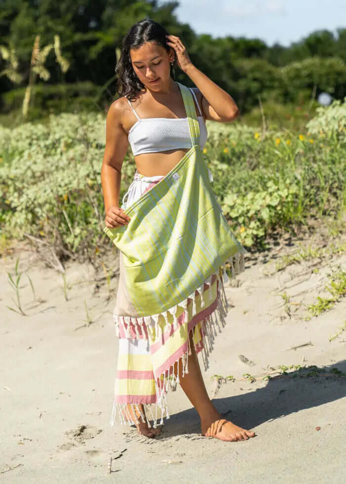 Striped 3 in 1 Turkish Cotton Beach Bag