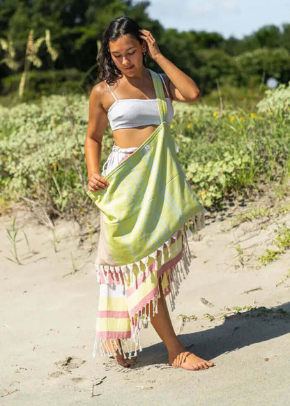 Striped 3 in 1 Turkish Cotton Beach Bag