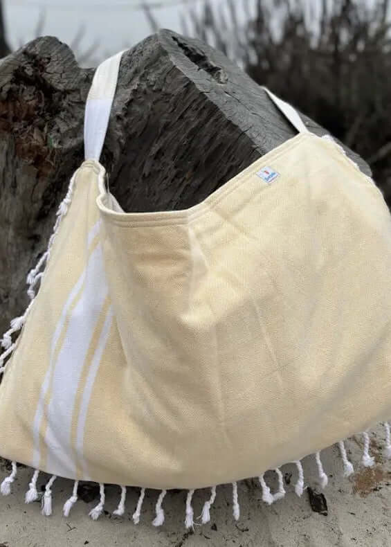 Solid 3‑in‑1 Turkish Cotton Beach Bag