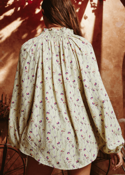 Stella Mock Stand Collar Floral Blouse