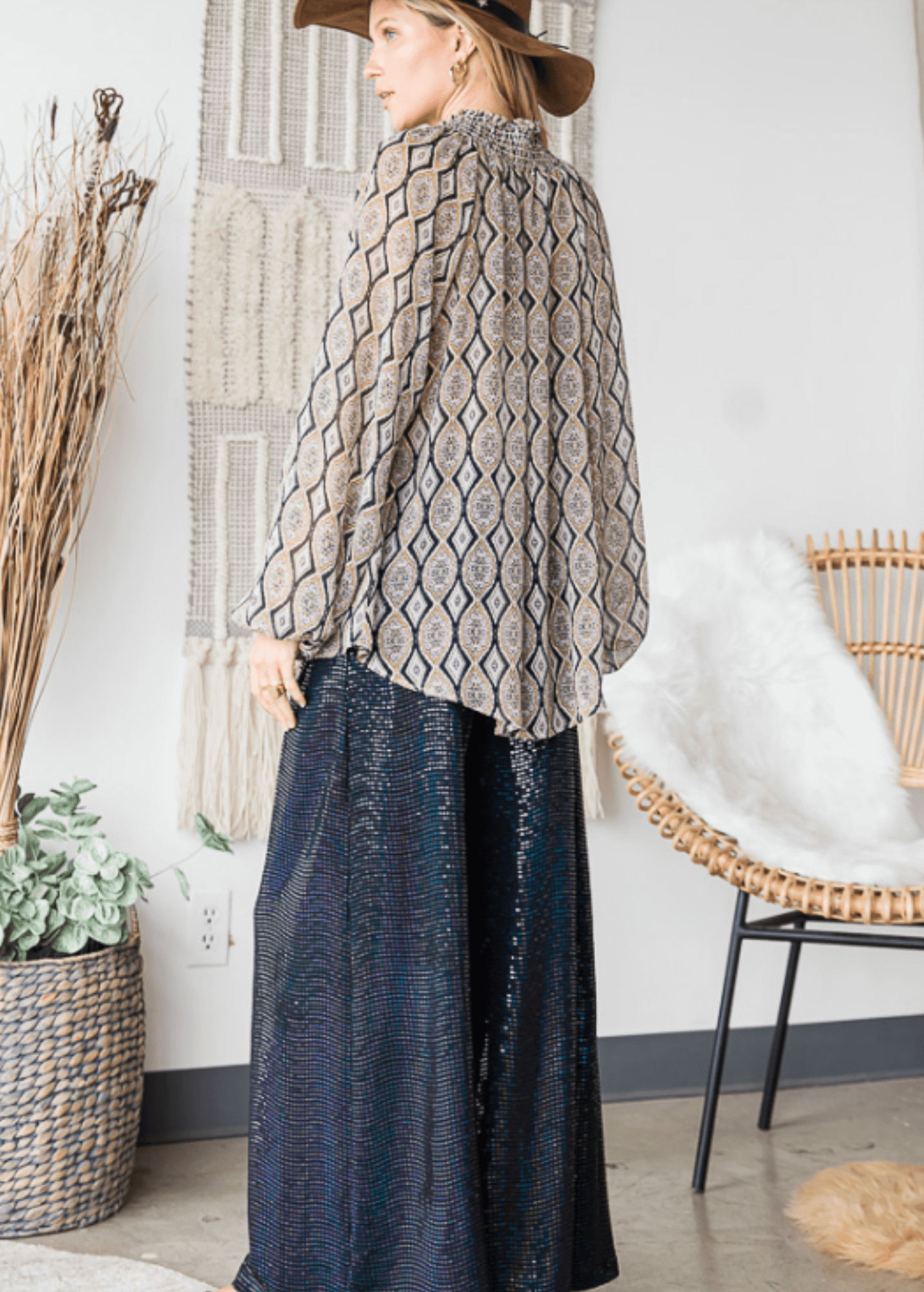 Olivia Sheer Mock Stand Collar Blouse - CLEARANCE FINAL SALE
