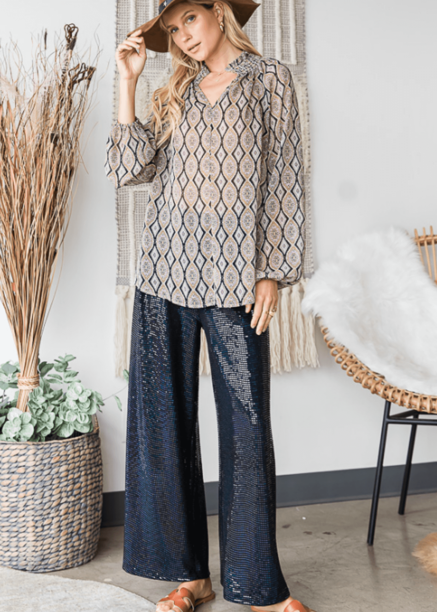 Olivia Sheer Mock Stand Collar Blouse - CLEARANCE FINAL SALE