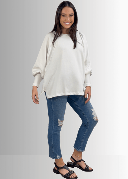 Cotton Blend Oversized French Terry Sweatshirt