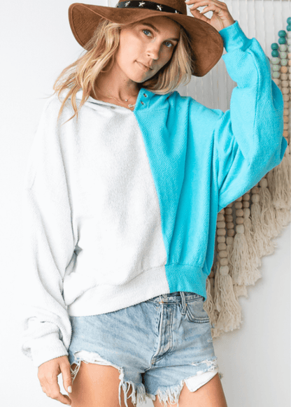 Gina French Terry Color Block Hoodie - CLEARANCE FINAL SALE