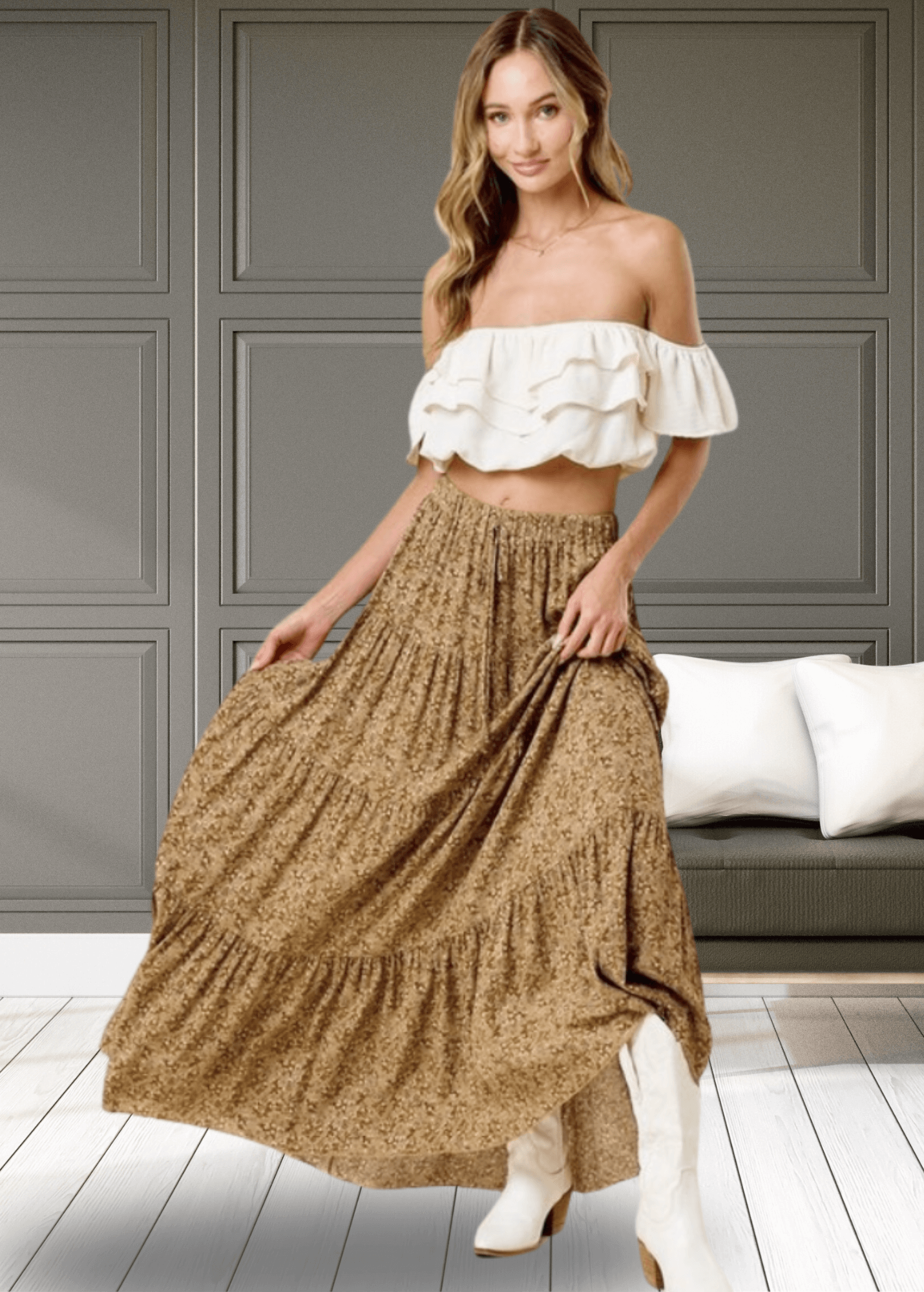 Whitney Floral Tiered Maxi Skirt