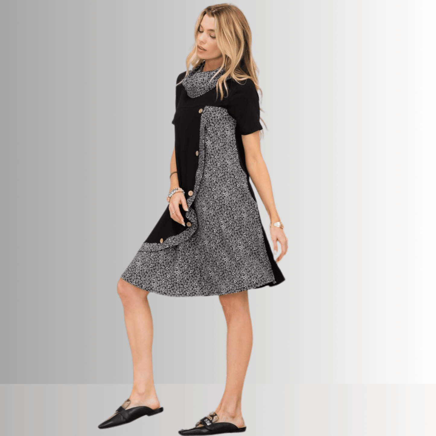 Teagan Cowl Neck A-Line Dress CLEARANCE FINAL SALE